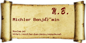 Michler Benjámin névjegykártya